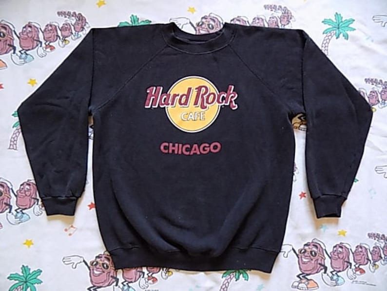 Vintage 80S Hard Rock Cafe Chicago Pullover Sweatshirt Edium Super Soft Souvenir