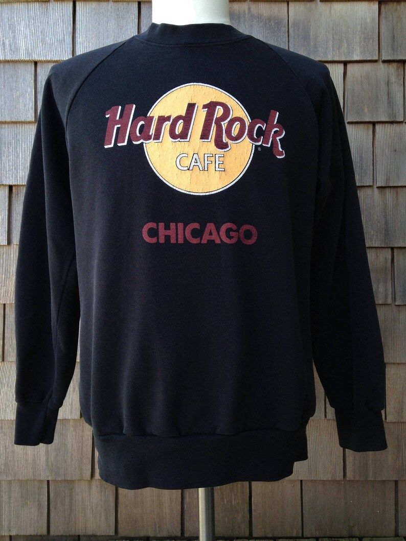 Vintage 80S Hard Rock Cafe Chicago Sweatshirt Medium Soft Thin