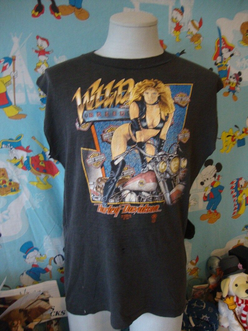 Vintage 80S Harley Davidson 3D Emblem 1988 Wild Breed Paper Thin Sleeveless