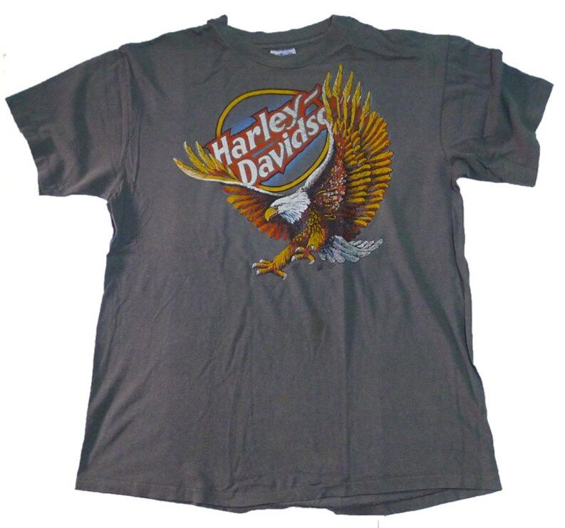 Vintage 80S Harley Davidson Black Hills Rapid City South Dakota Gray T Shirt