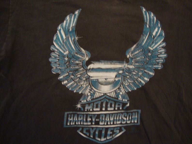 Vintage 80S Harley Davidson Motorcycles Souvenir Black T Shirt