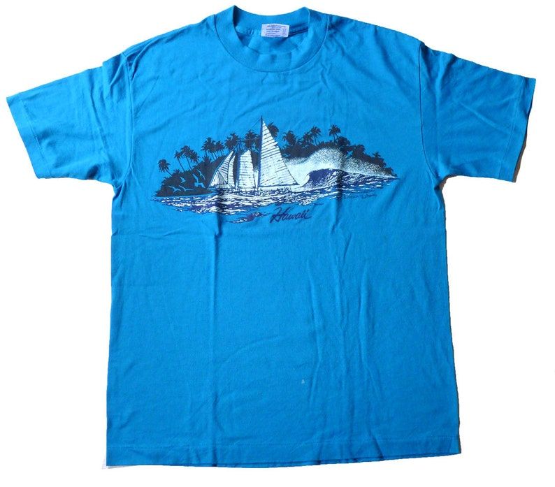 Vintage 80S Hawaii Blue T Shirt