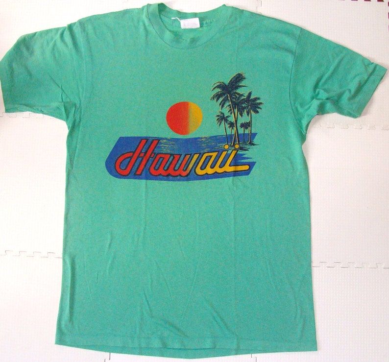 Vintage 80S Hawaii Green T Shirt