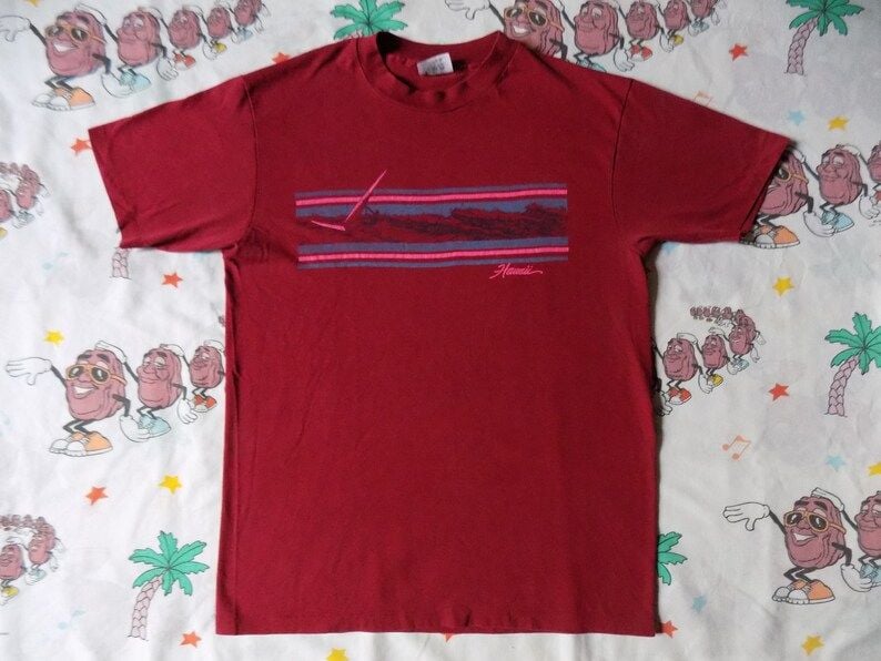 Vintage 80S Hawaii Windsurfing T Shirt Edium Souvenir Beach