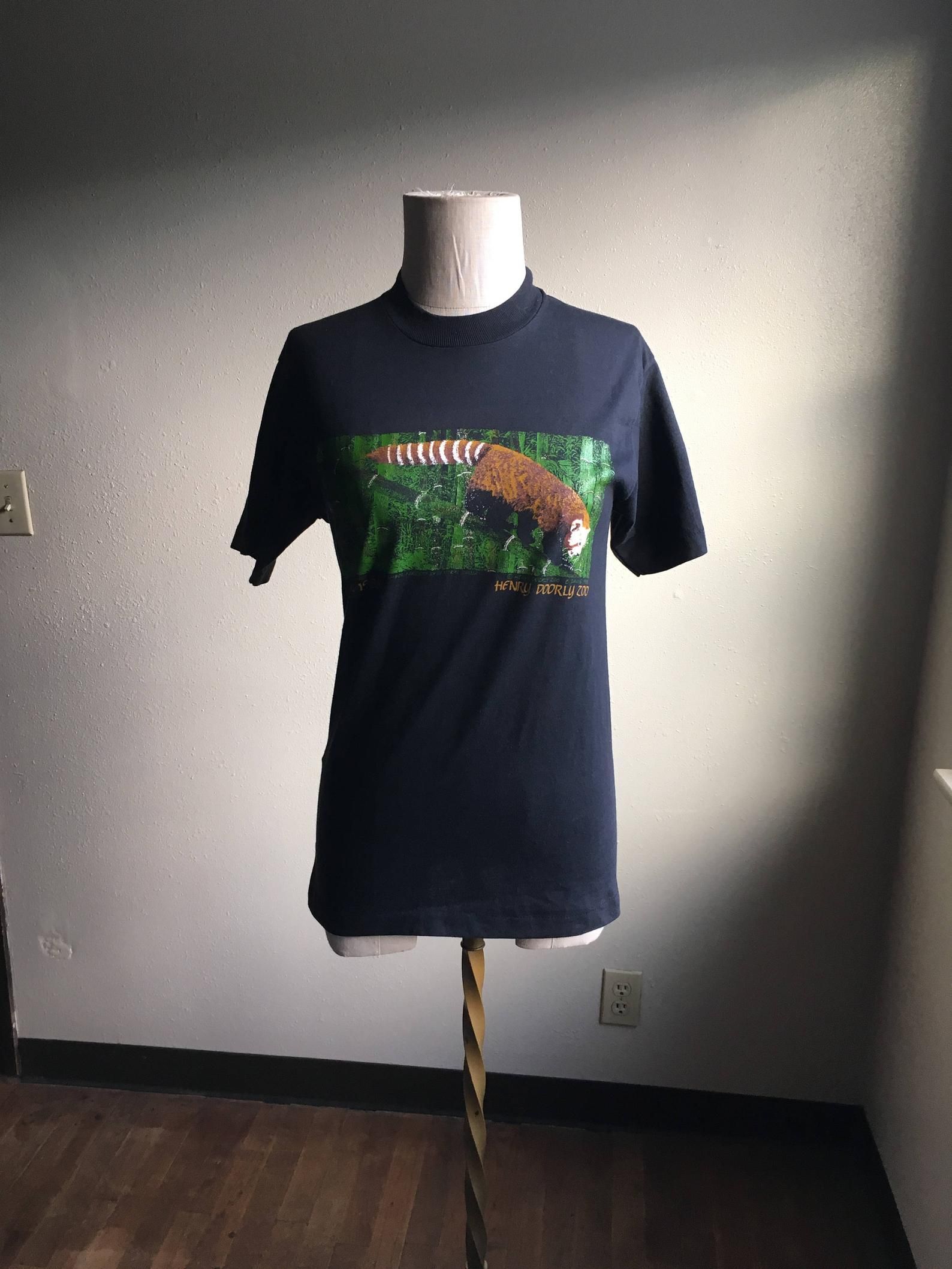 Vintage 80S Henry Doorly Zoo Run 1988 Screen Star Best Red Panda Endangered Species Bamboo Forests Central Asia Black T Shirt Blend Made Usa