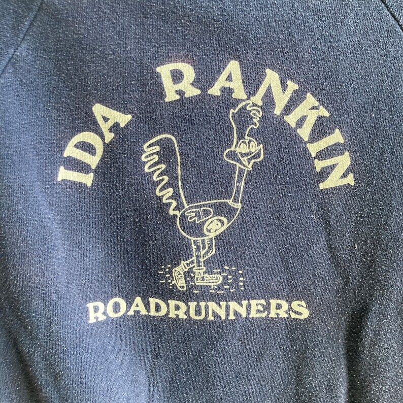 Vintage 80S Ida Rankin Roadrunners Navy Sweatshirt 80S Style Shorter Long Sleeves