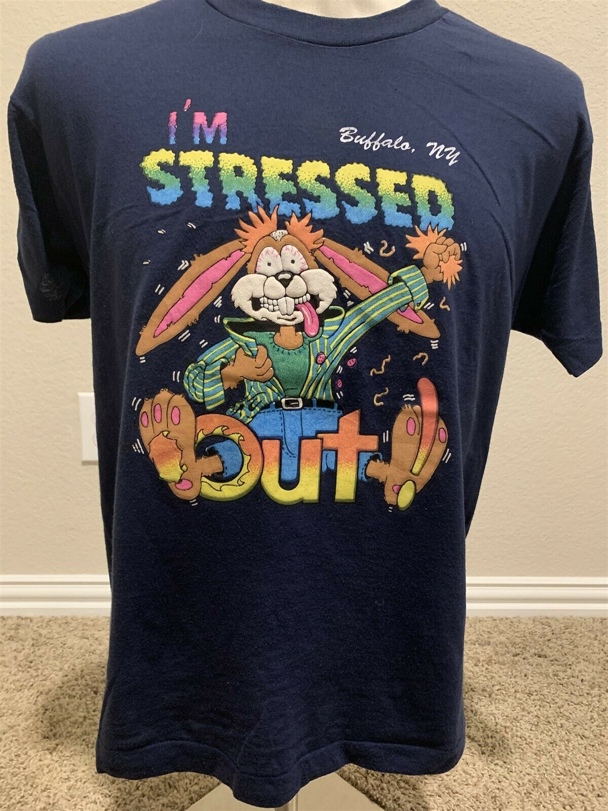 Vintage 80'S "I'M Stressed Out!" Buffalo, Ny Rabbishirt Fits Adult