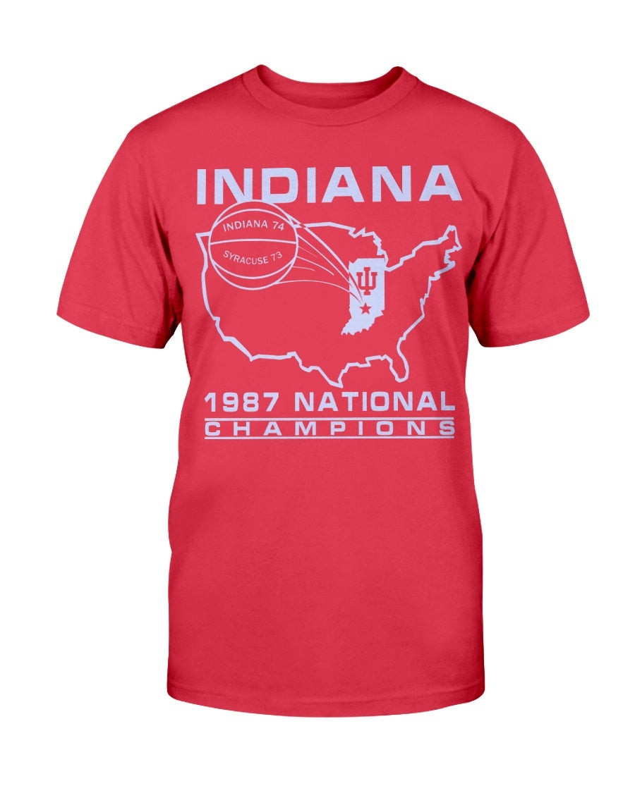 Vintage 80S Indiana Hoosiers University Basketball 1987 Champions T Shirt 211201