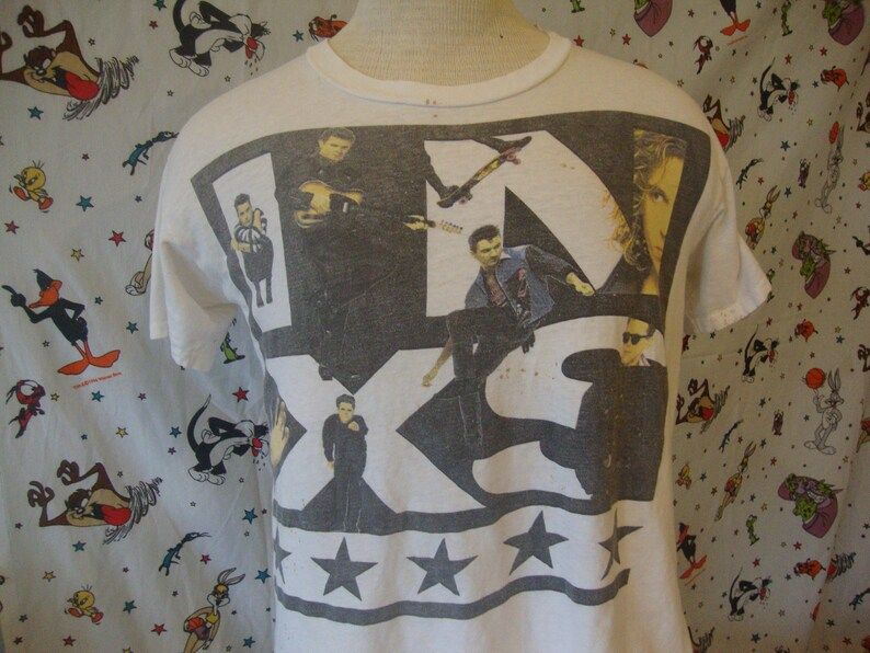 Vintage 80S Inxs Tee Calling All Nations Tour Kick Concert T Shirt Adult