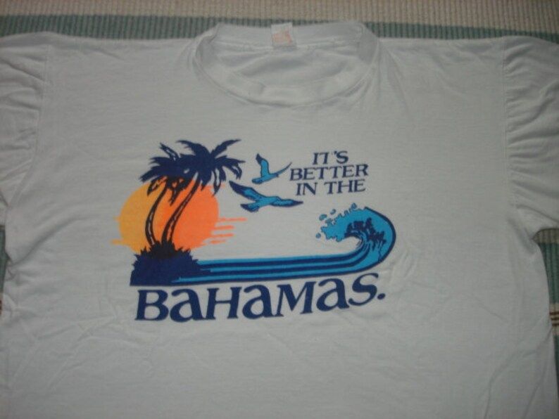 Vintage 80S Its Better In The Bahamas Beach Scene Tourist T Shirt M L