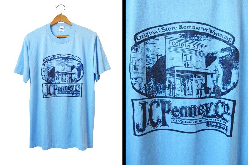 Vintage 80S Jc Penney History T Shirt Wyoming Golden Rule Store 1902