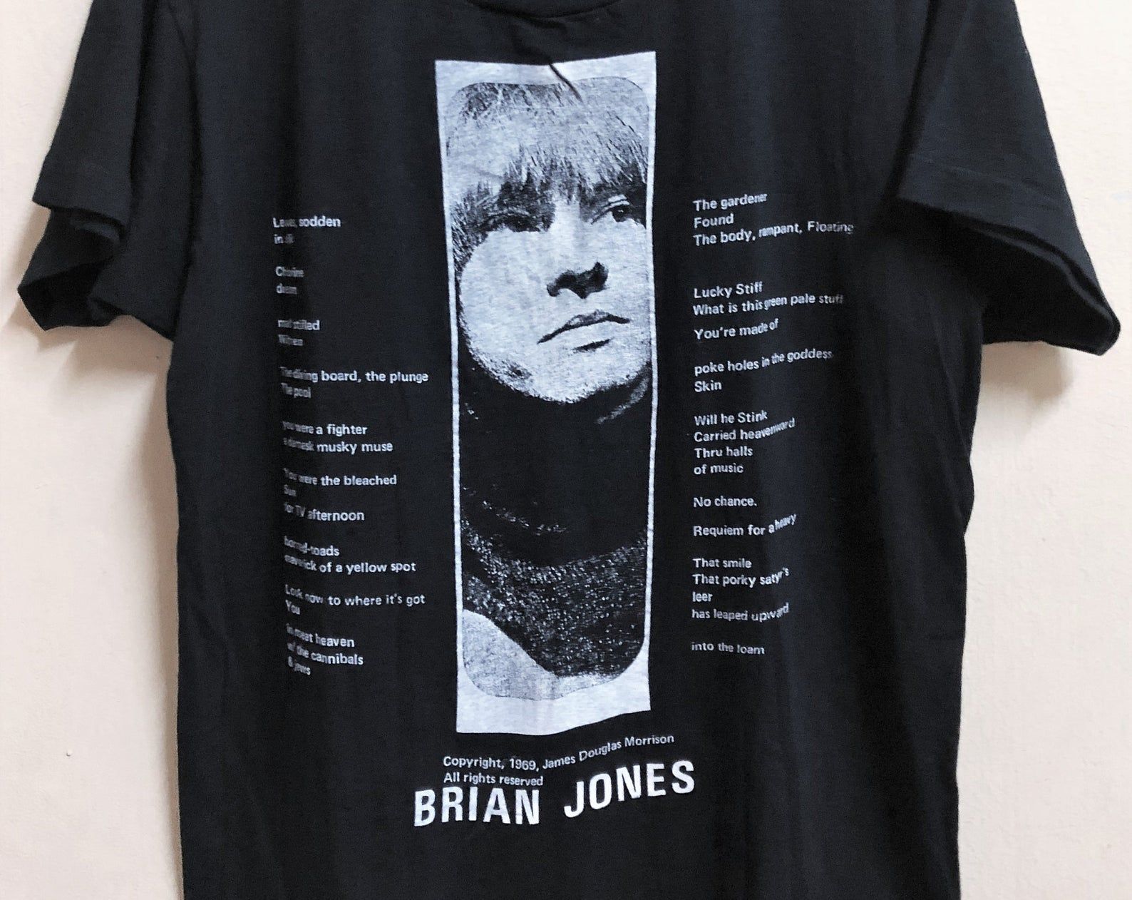 Vintage 80S Jim Morrison Tribute To Brian Jones Ode To La Rock Tour Concert T-Shirt