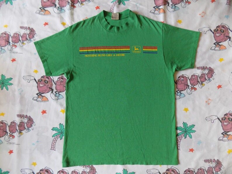 Vintage 80S John Deere Nothing Runs Like A Deere T Shirt Edium Soft And Thin