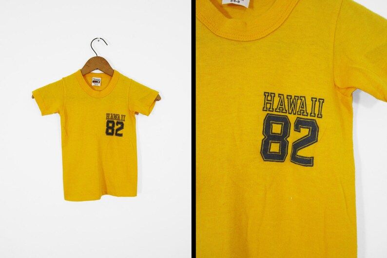 Vintage 80S Kids Hawaii T Shirt Yellow Soft And Thin Tee Made In Usa