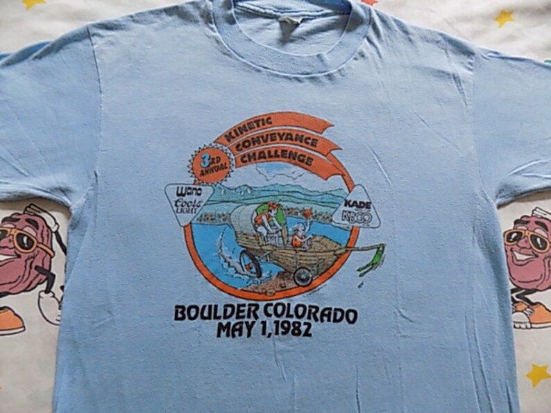 Vintage 80S Kinetic Conveyance Challenge Boulder Colorado T Shirt Edium By Sneakers 1982 Marathon Race