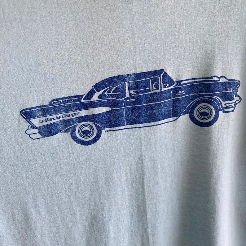 Vintage 80S La Marche Charger Thin Pit Stained Car T Shirt