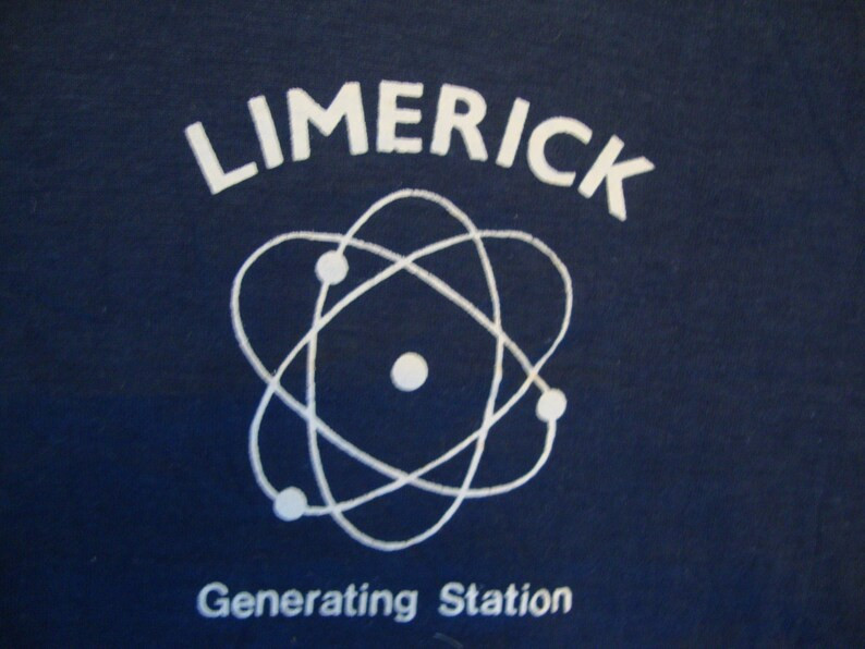 Vintage 80S Limerick Generating Station Souvenir Blue T Shirt