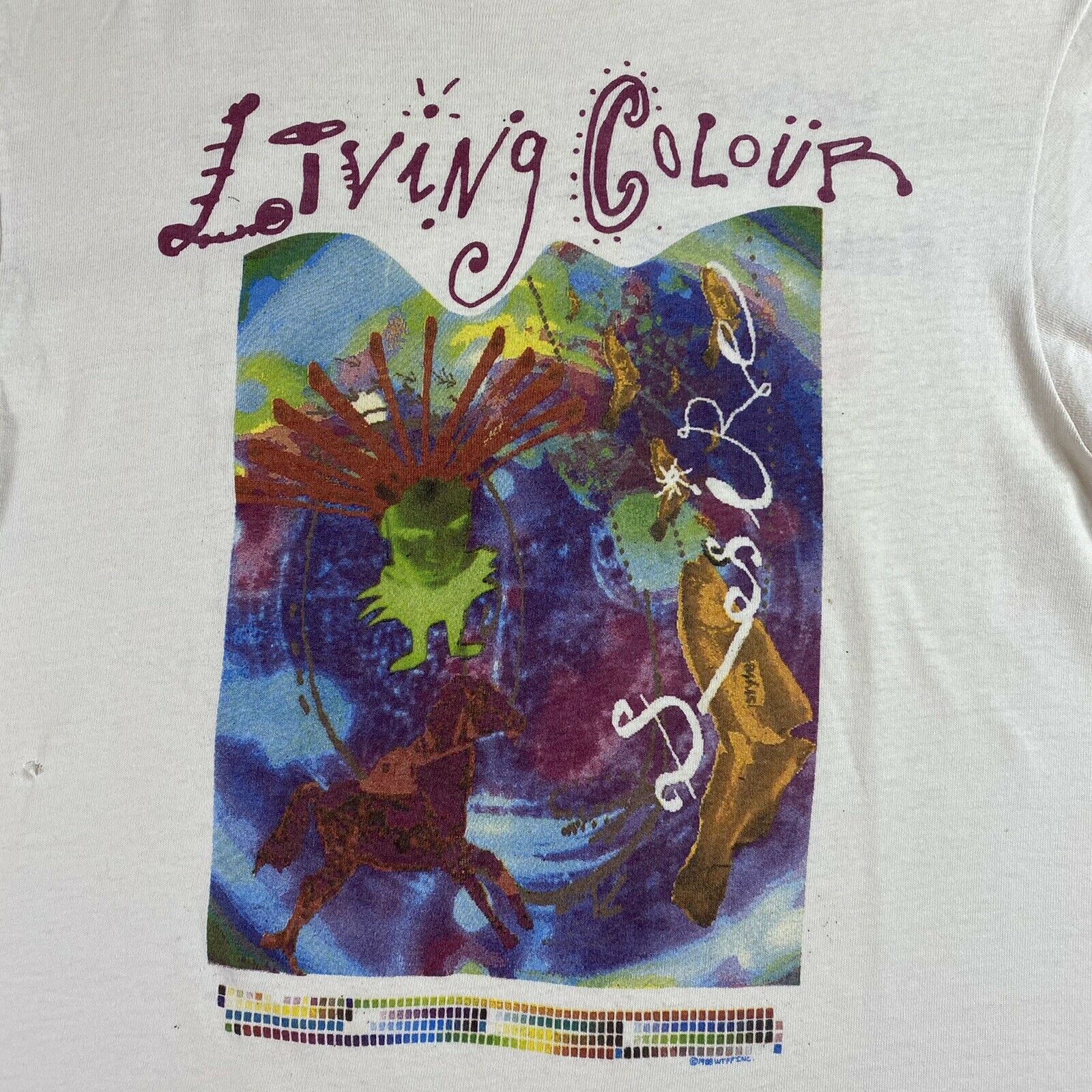 Vintage 80S Living Colour Rock Band Tee White Single Stitch Tour Shirt