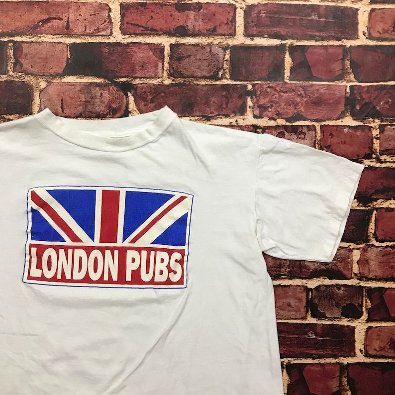 Vintage 80S London White Tshirt London Pub Shirt London Flag Mens Xl Travel Shirt Souvenir Drinking Shirt Beer Shirt In White