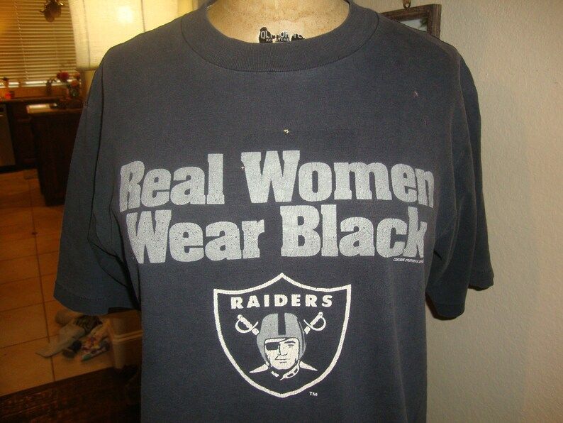 Vintage 80's LA Raiders Oakland Raiders Real Men Wear Black Shirt