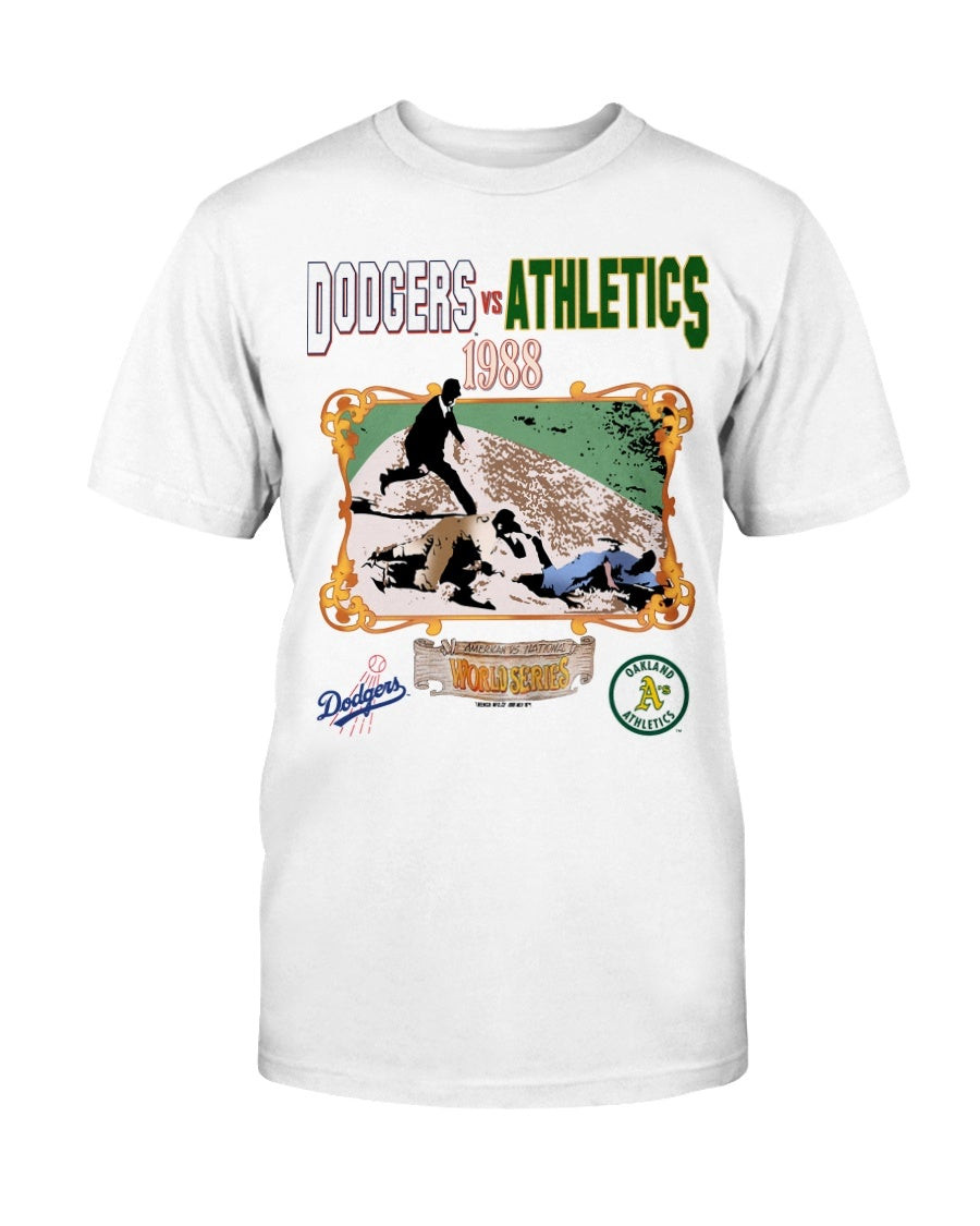 Vintage 80S Los Angles Dodgers Vs Oakland Athletics Mlb T Shirt 210920