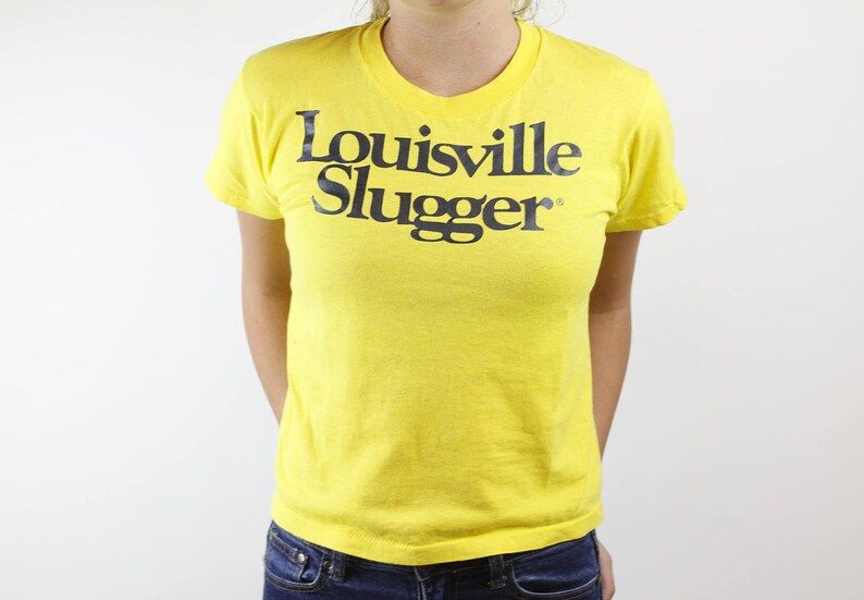 Vintage 80S Louisville Slugger Baseball Tee Rare 1980S Louisville Slugger Baseball Bat Yellow T Shirt Soft Sports Shirt Screen Stars