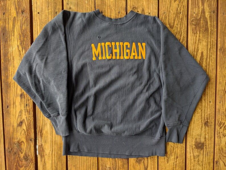 Vintage 80S Made In Usa Michigan Champion Reverse Weave Crewnecksweatshirt