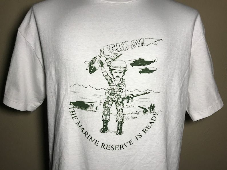 Vintage 80S Marine Reserve Cartoon Cax 85 T Shirt