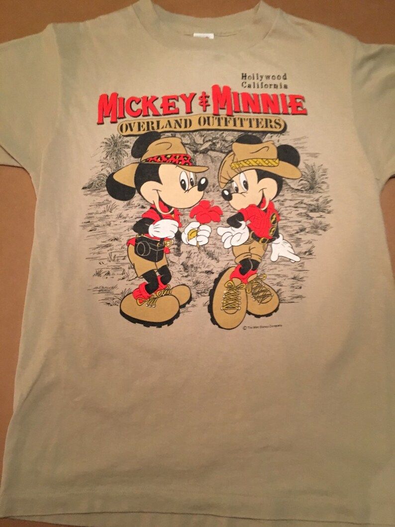 Vintage 80S Mickey Minnie Overland Adventures Hollywood California Walt Disney T Shirt