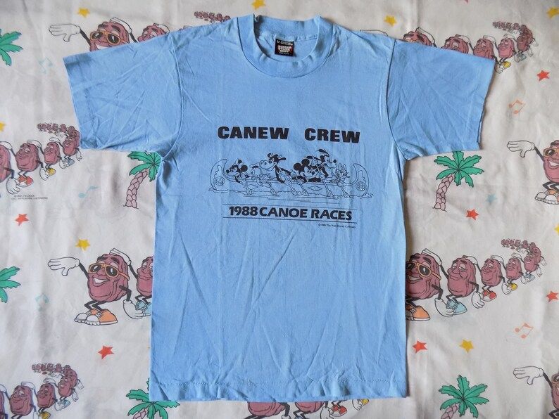 Vintage 80S Mickey Mouse 1988 Canoe Races T Shirt Size Small Disney Souvenir