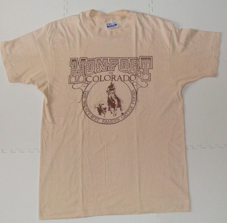 Vintage 80S Monfort Of Colorado Famous Cattle Feeder T Shirt