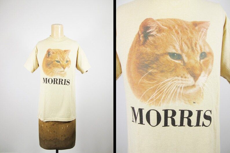 Vintage 80S Morris 9 Lives T Shirt Cat Food Anvil All Cotton Made In Usa