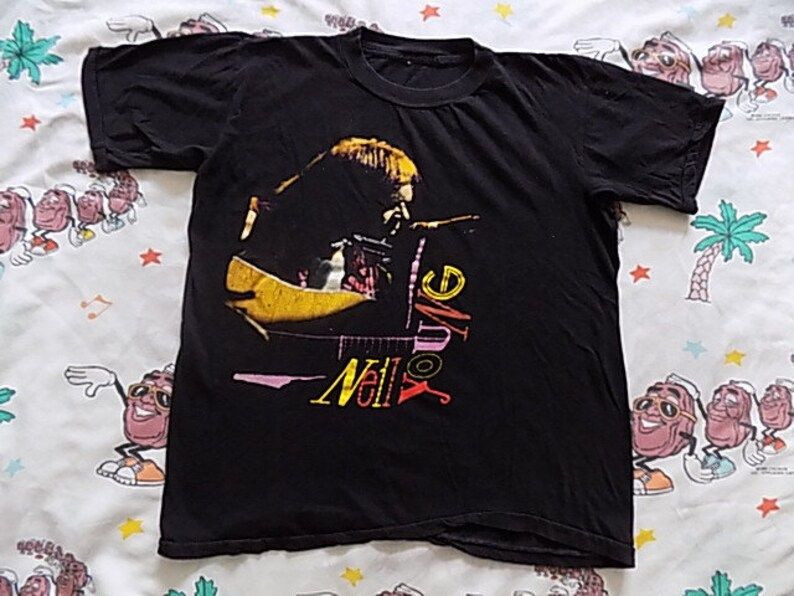 Vintage 80S Neil Young And Crazy Horse T Shirt Size Small 1986 3Rd Best Garage Band In The World