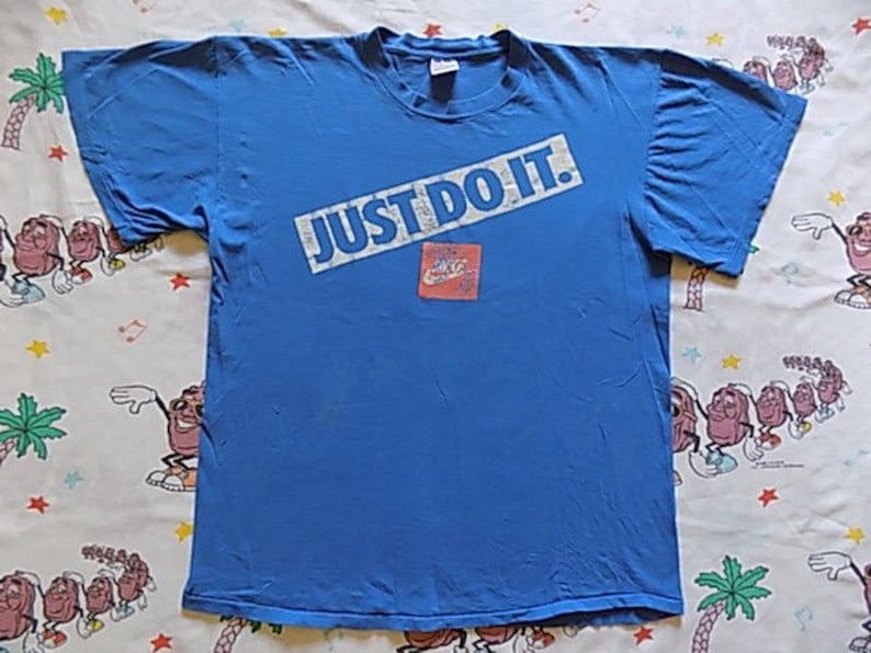 Vintage 80S Nike Just Do It T Shirt Arge Distressed Gray Tag Usa Made