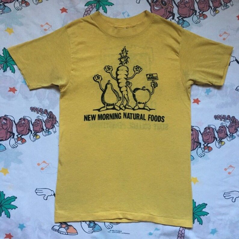 vintage 80s no nukes new morning natural foods t shirt size s xs organic vegan sovu2