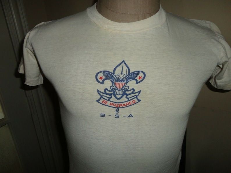 Vintage 80S Off White Bsa Boy Scouts Camp Tshirt Fits Xs Rare Nice Soft Thin
