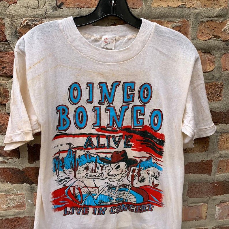 Vintage 80S Oingo Boingo Alive Parking Lot On Tour 1988 Deadstock Shirt