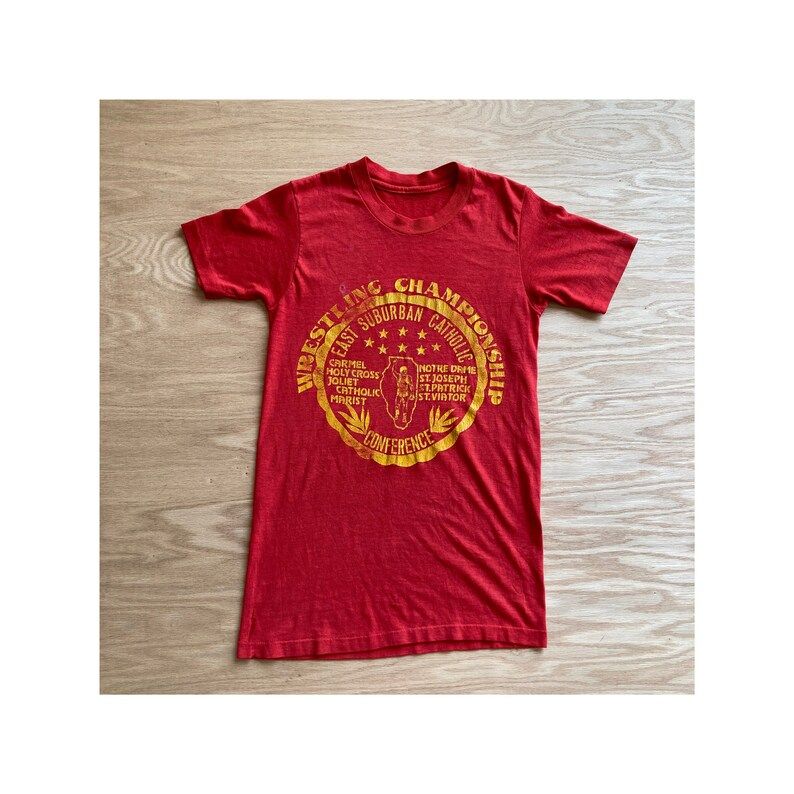 Vintage 80S Paper Thin Wresting Champion Conference T Shirt