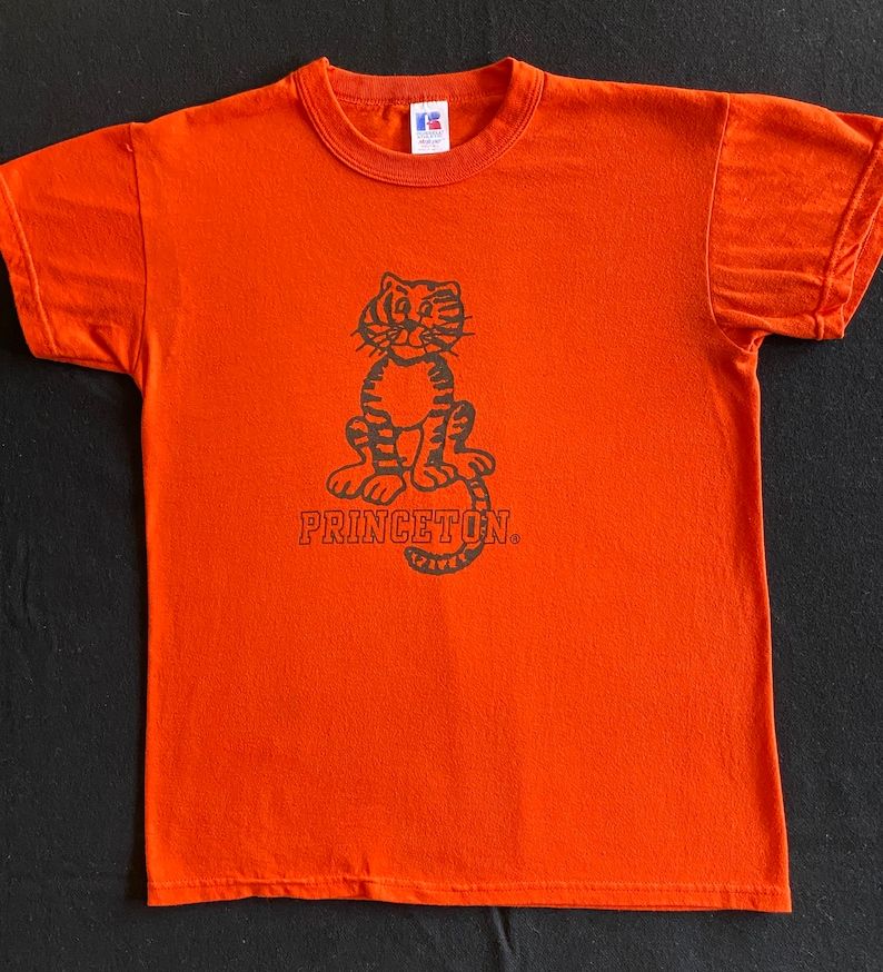 Vintage 80S Princeton University Orange Iconic Tiger Mascot T Shirt