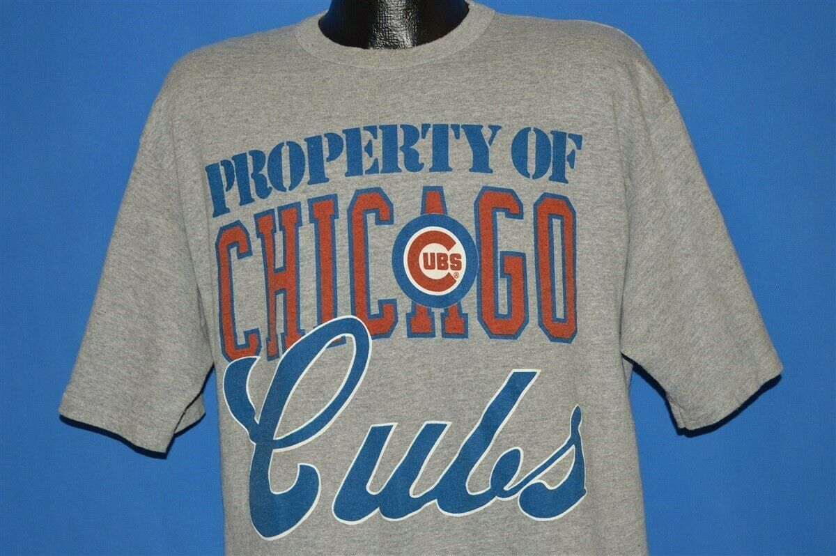 Vintage 80S Property Of Chicago Cubs Mlb Heathered Gray Shirt Baseball