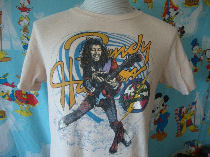 Vintage 80S Randy Hansen 1980 Tour Concert Band Tee Rock Guitar