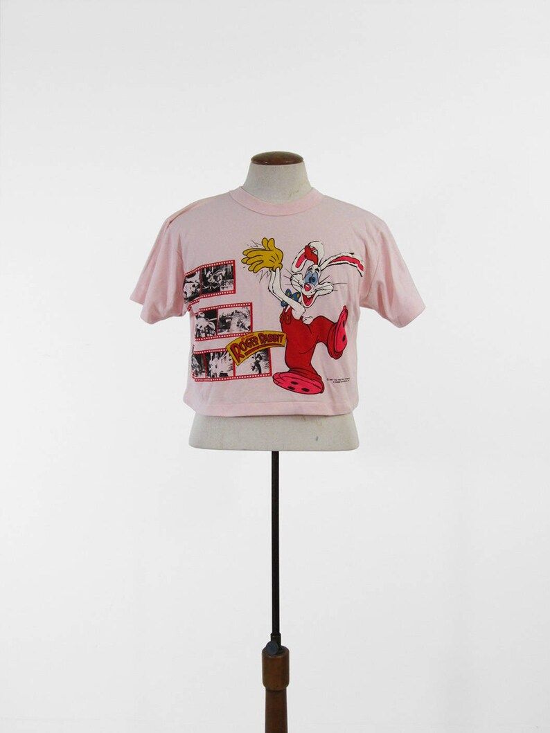 Vintage 80S Roger Rabbit T Shirt Who Framed Roger Rabbit Pink Cropped Tee vintage 80s roger rabbit t shirt who framed roger rabbit pink cropped tee zjzg7