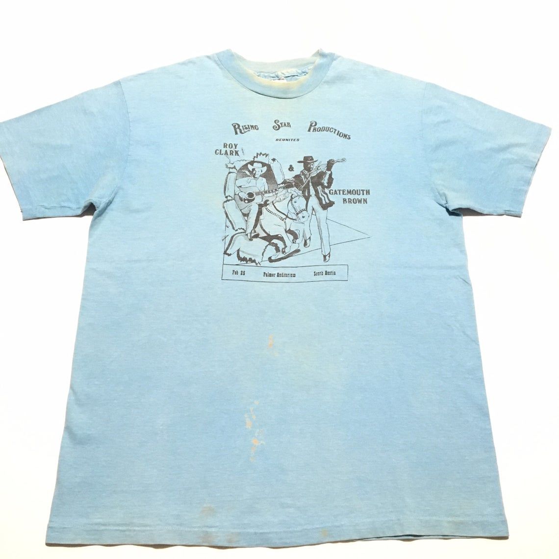 Vintage 80s Roy Clark Gatemouth Brown RARE Austin Texas Rising Star Productions shirt