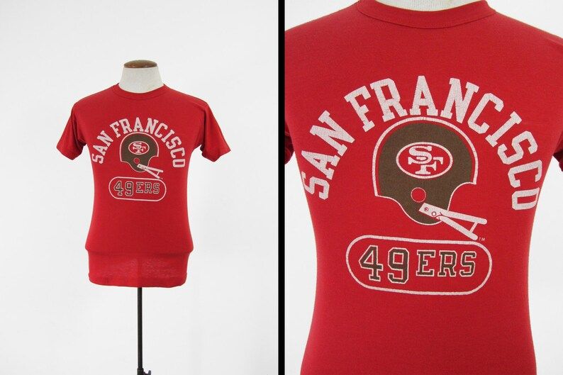 Vintage 80S San Francisco 49Ers T Shirt Champion Red Made In Usa