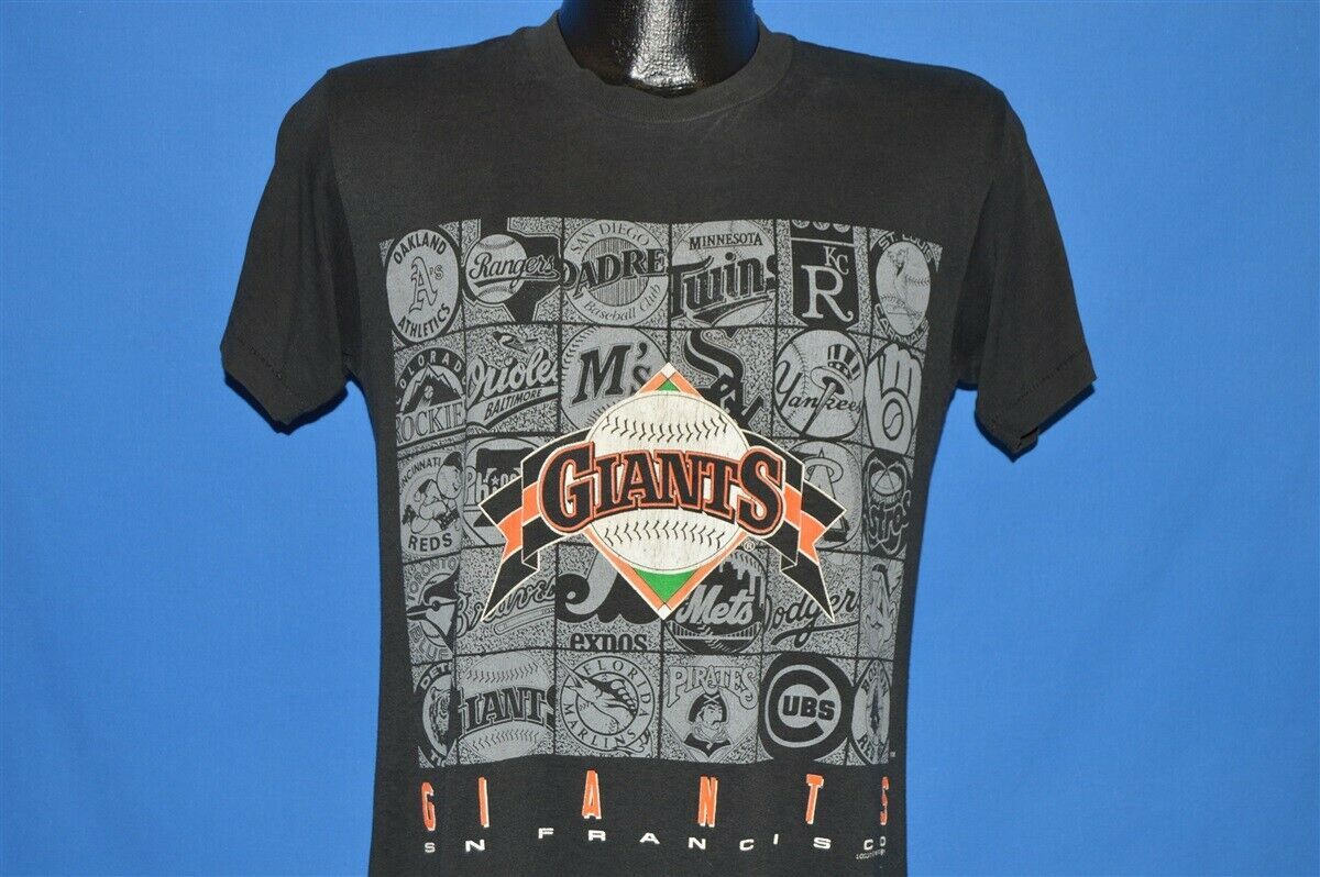 Vintage 80S San Francisco Giants Black Soft Mlb Logos Shirt Baseball Medium