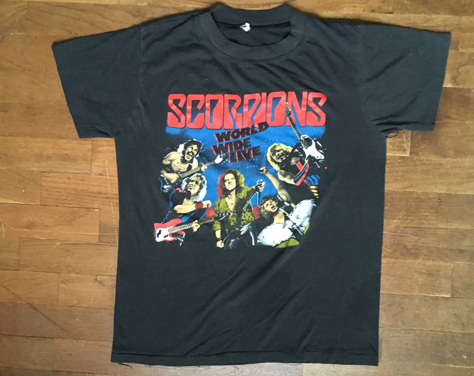 Vintage 80S Scorpions Band Metal Rock Fan World Wide Live Summer Sting '85 Tour Concert T Shirt