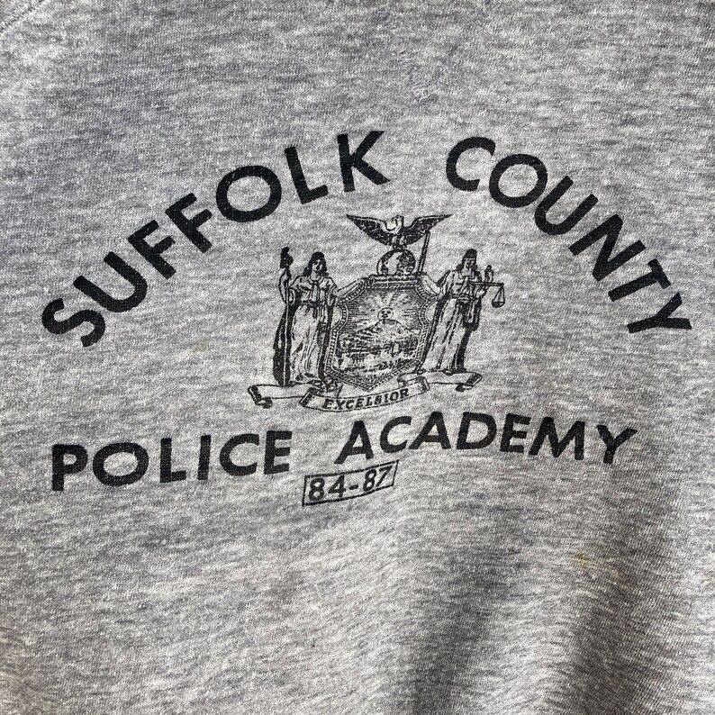 Vintage 80S Shredded Suffolk County Police Dept Sweatshirt