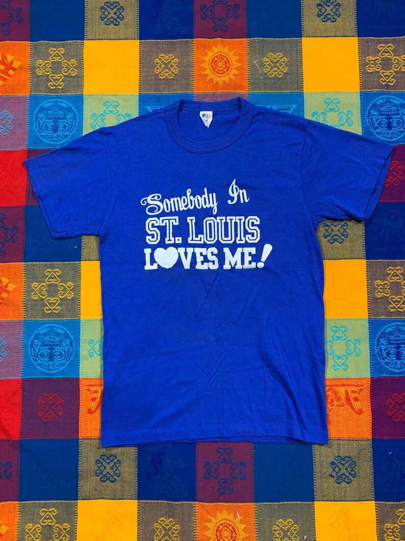 Vintage 80S Somebody In St Louis Loves Me Single Stitch Tee Arge