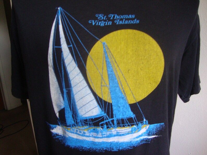 Vintage 80S St Thomas Virgin Islands Tourist Souvenir Black T Shirt