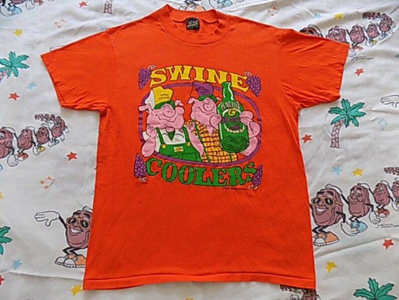 Vintage 80S Swine Coolers T Shirt Edium Funny Parody Suuuuper Soft And Thin 1986